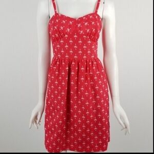 J. CREW RED & WHITE PRINT MINI DRESS SZ 14